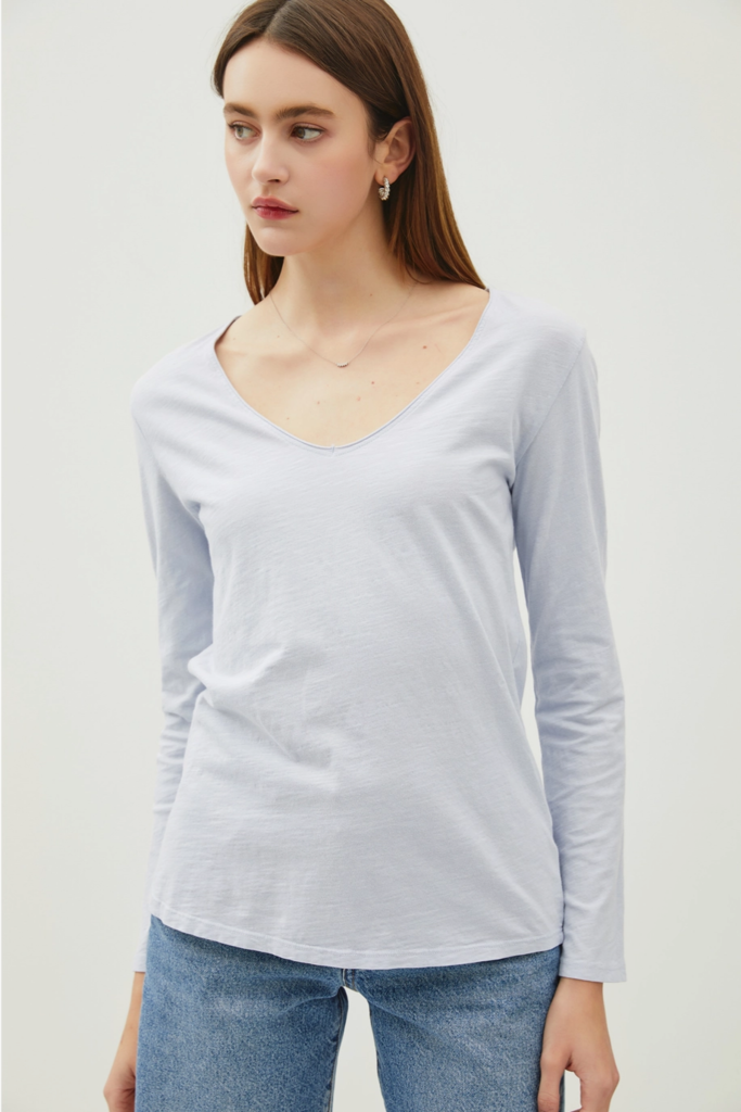 Be Cool Cotton V-Neck Long Sleeve T-Shirt