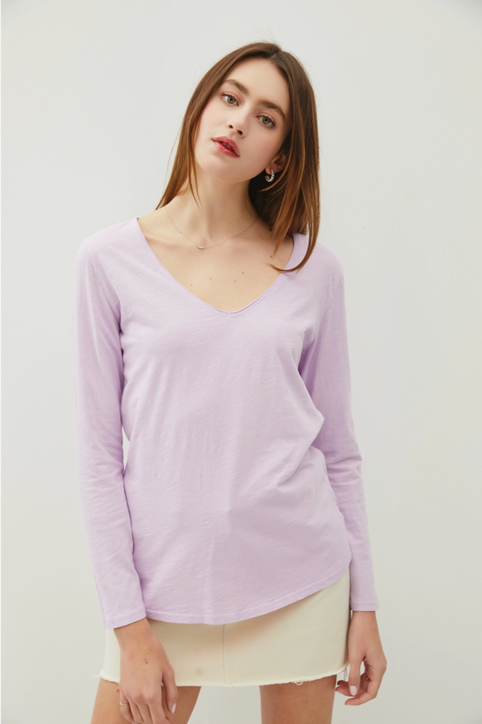 Be Cool Cotton V-Neck Long Sleeve T-Shirt