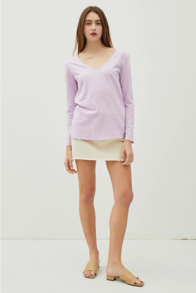 Be Cool Cotton V-Neck Long Sleeve T-Shirt