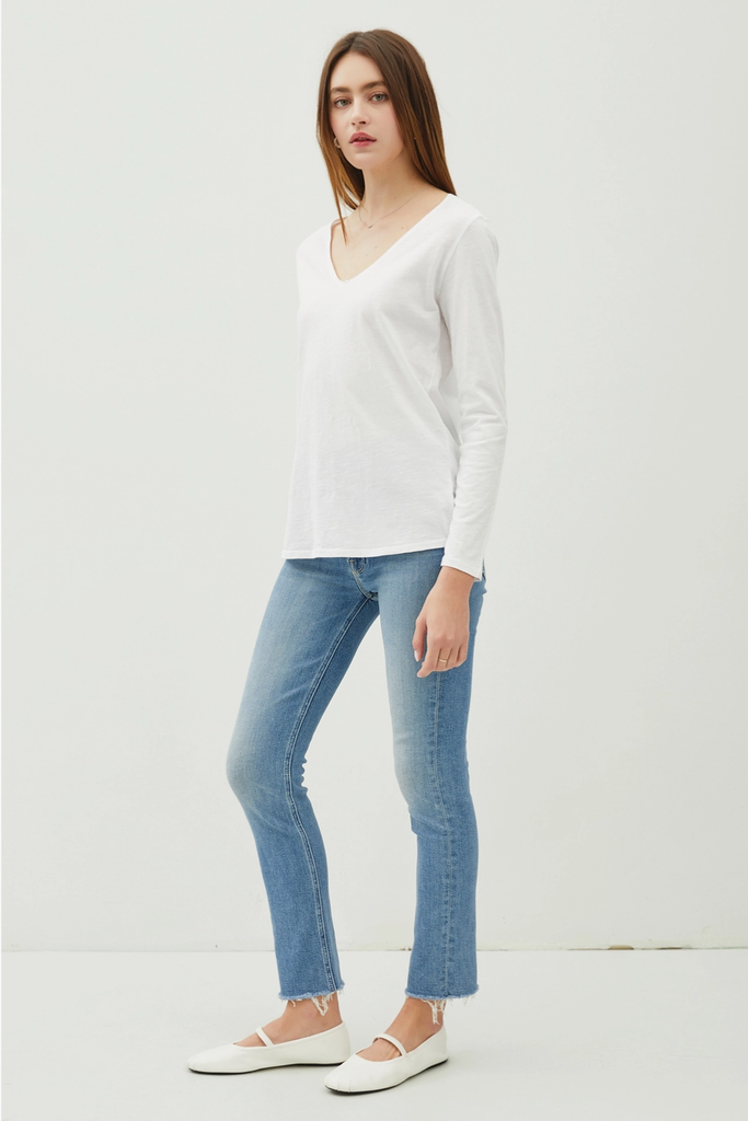 Be Cool Cotton V-Neck Long Sleeve T-Shirt