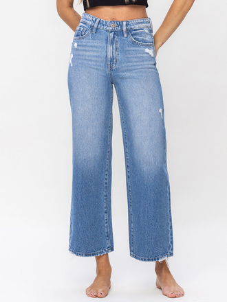 Vervet by Flying Monkey Super High Rise Wide Leg Jeans in Restored