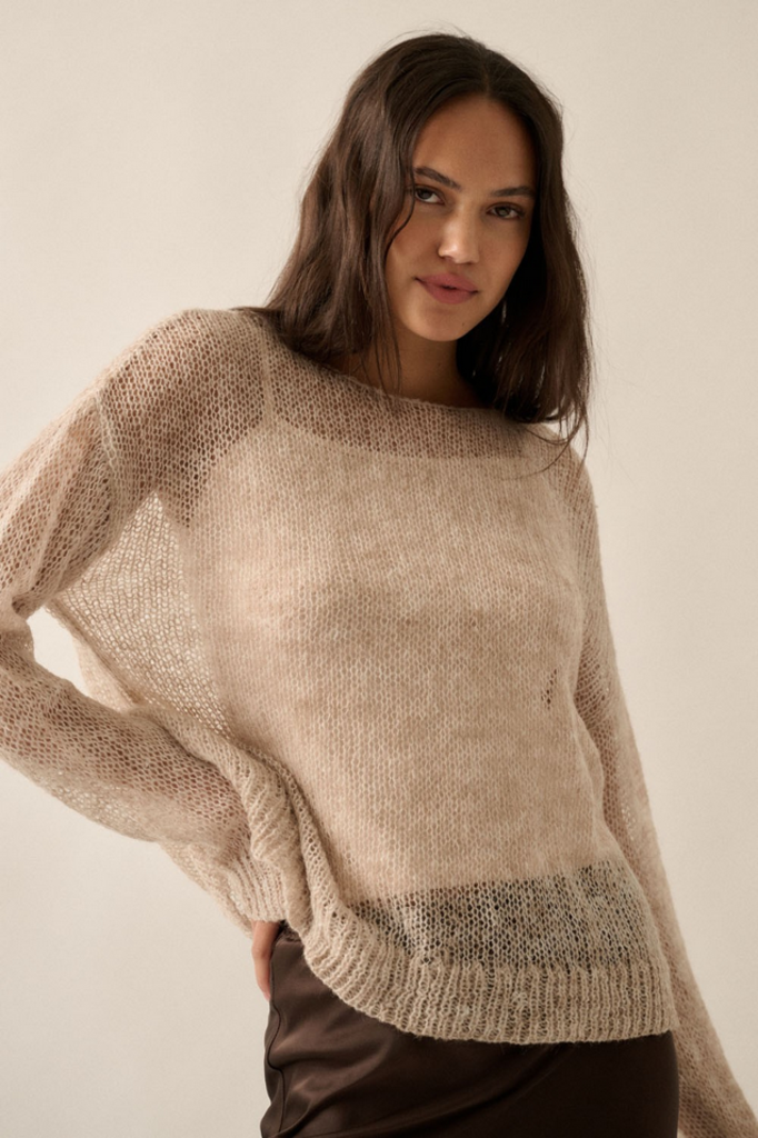 Promesa Lightweight Open Knit Sweater with Cami