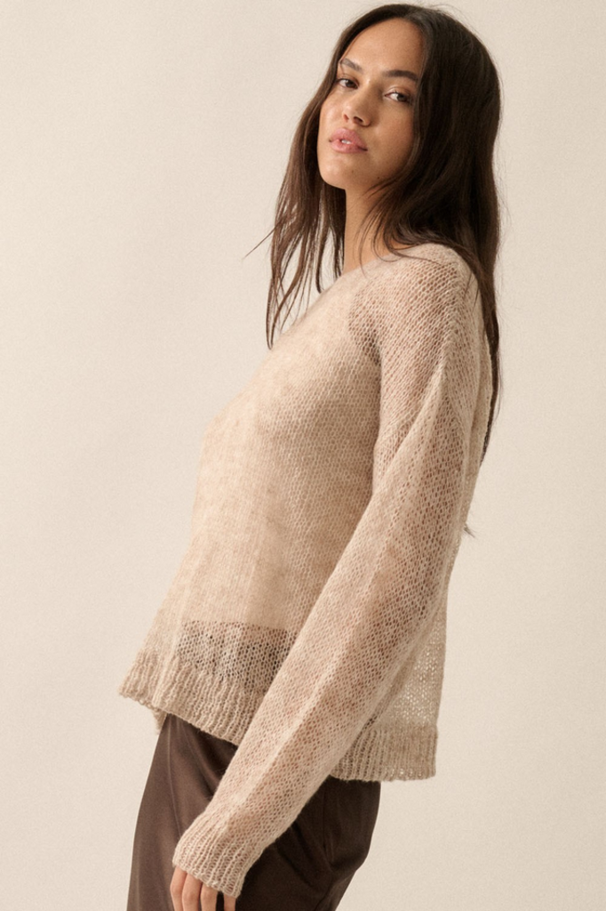 Promesa Lightweight Open Knit Sweater with Cami