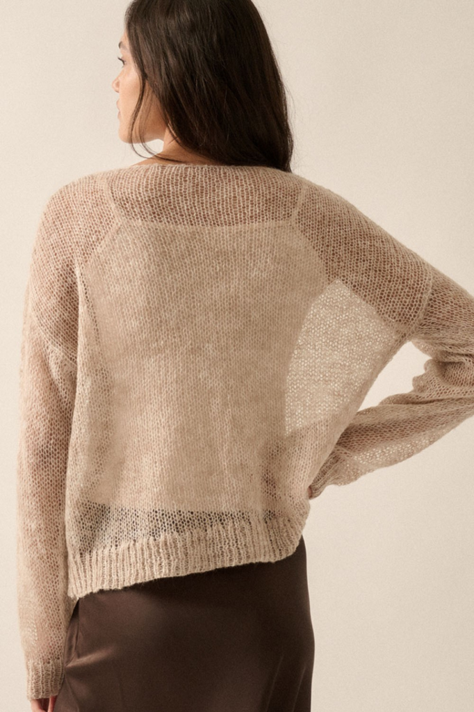 Promesa Lightweight Open Knit Sweater with Cami