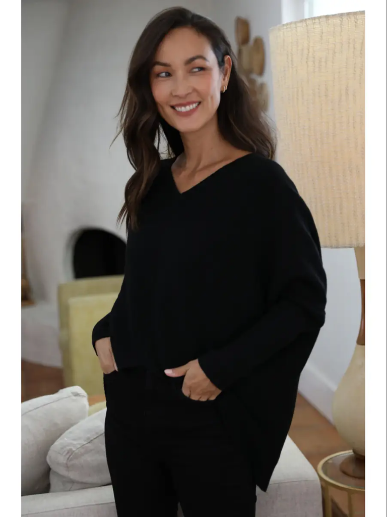 Nostalgia V Neck Hi Lo Sweater