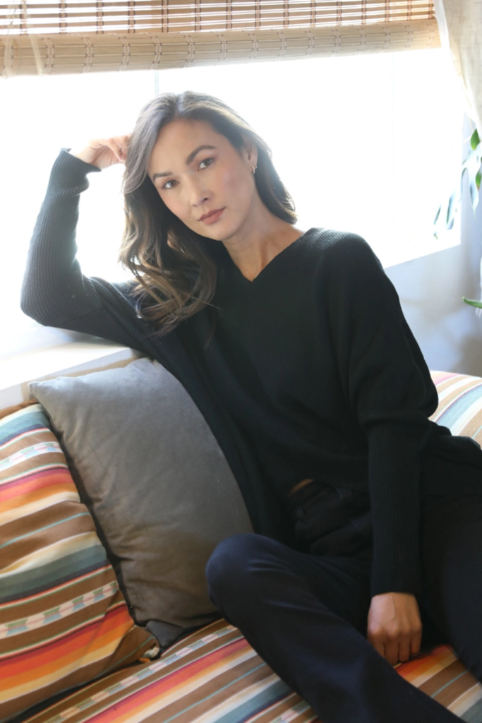 Nostalgia V Neck Hi Lo Sweater