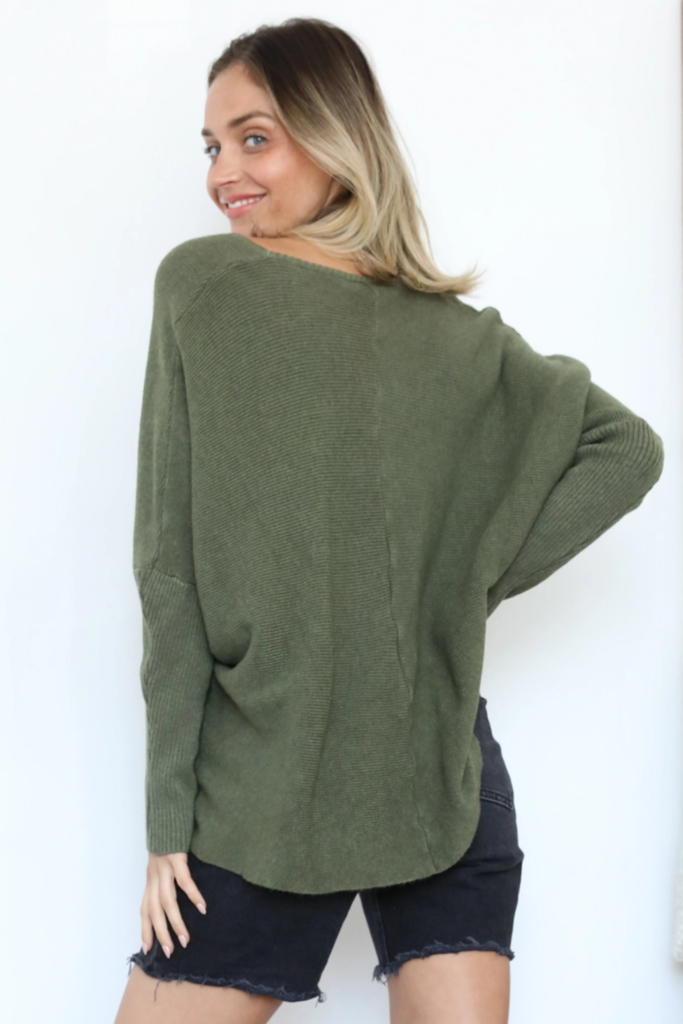 Nostalgia V Neck Hi Lo Sweater