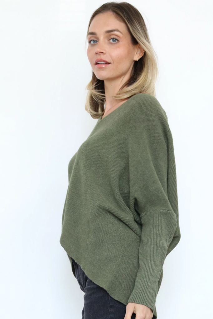 Nostalgia V Neck Hi Lo Sweater