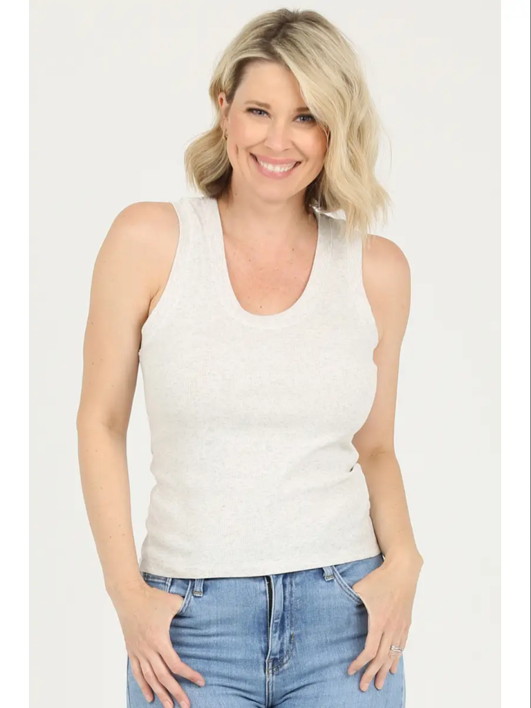 Nostalgia Rib Knit Scoop Neck Tank Top