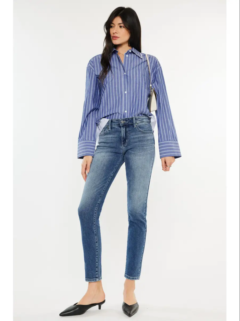 Kancan Mid Rise Cropped Cigarette Jeans