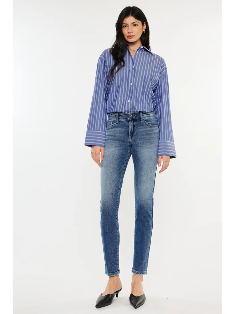 Kancan Mid Rise Cropped Cigarette Jeans