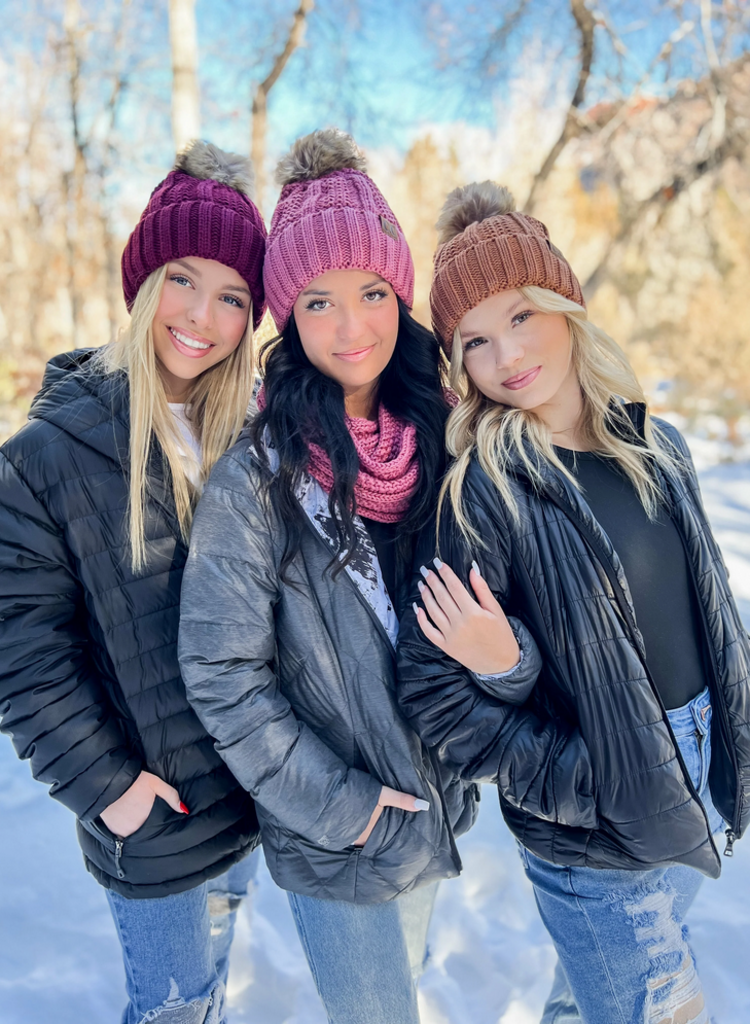 CC Fuzzy Lined Pom Pom Hat
