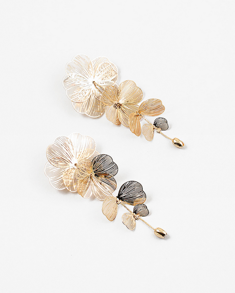Blue Suede Jewels Flower Statement Earrings