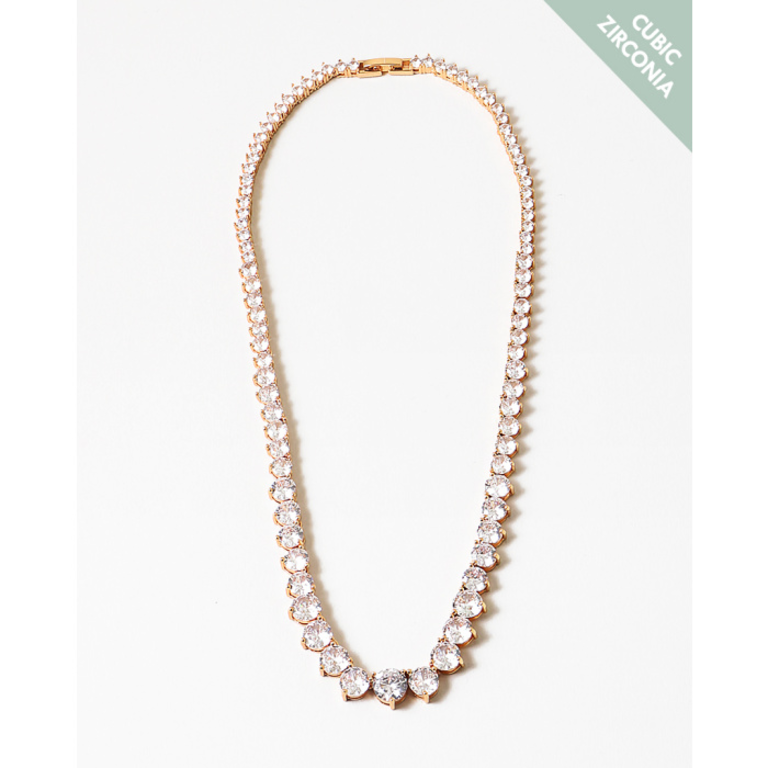 Blue Suede Jewels Gold Cubic Zirconia Statement Necklace