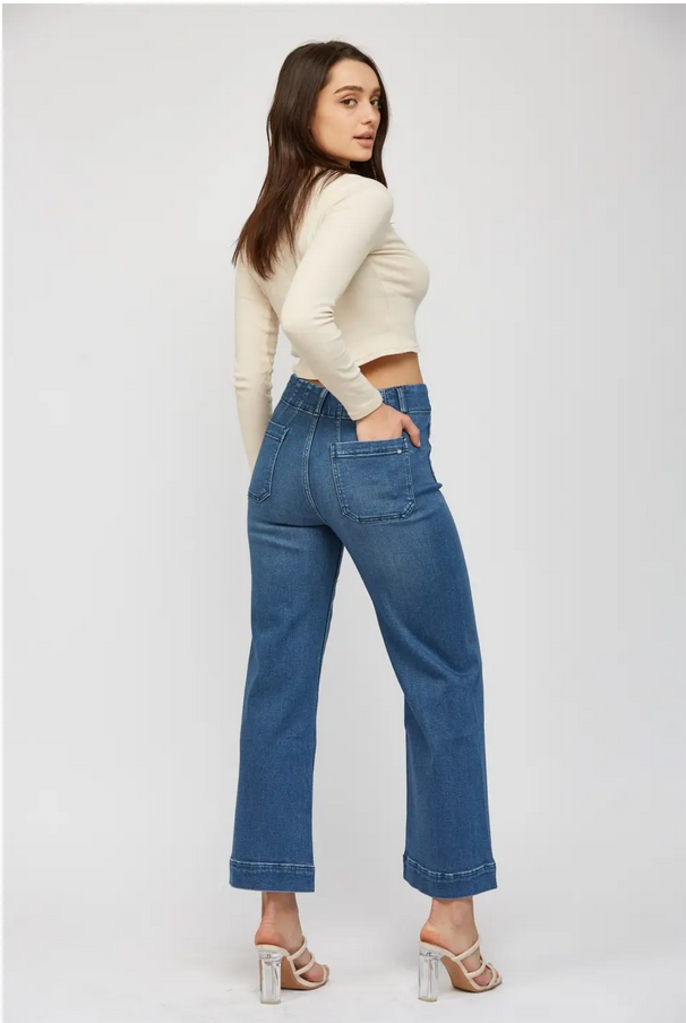 Mica Denim Super High Rise Wide Leg Cropped - Super Soft