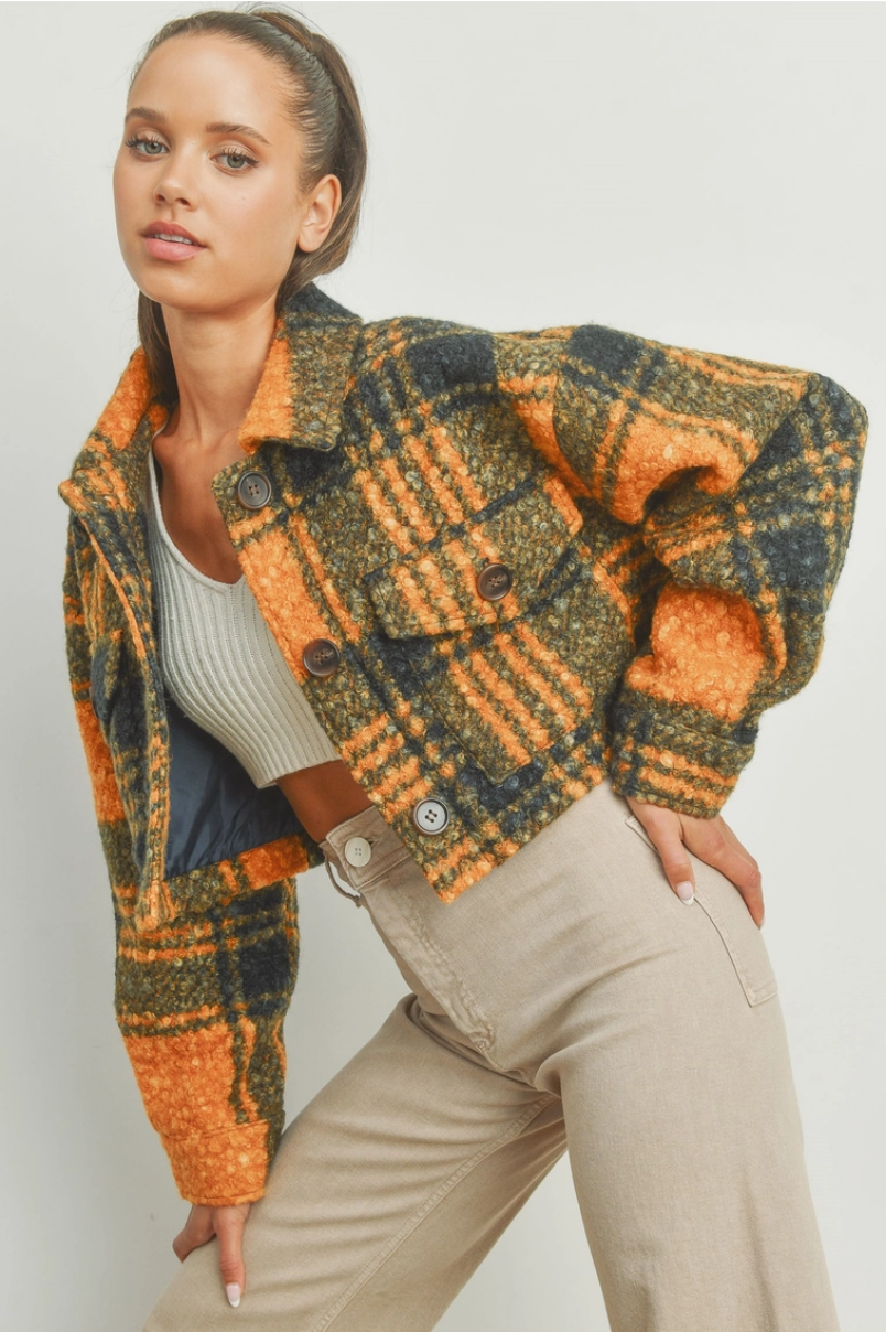 Cropped plaid jacket hotsell