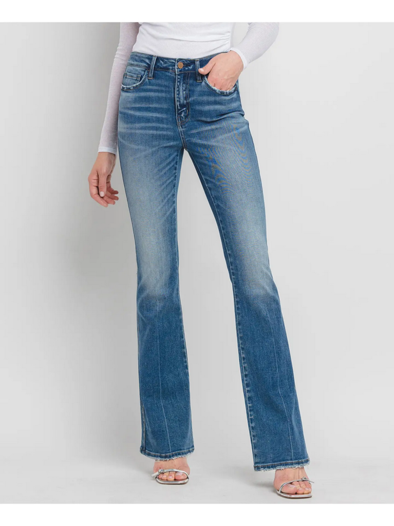 Flying Monkey High Rise Full Length Bootcut Jeans in Err-Free