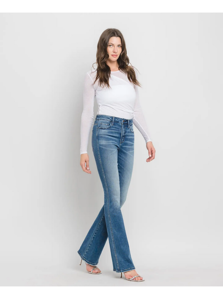 Flying Monkey High Rise Full Length Bootcut Jeans in Err-Free