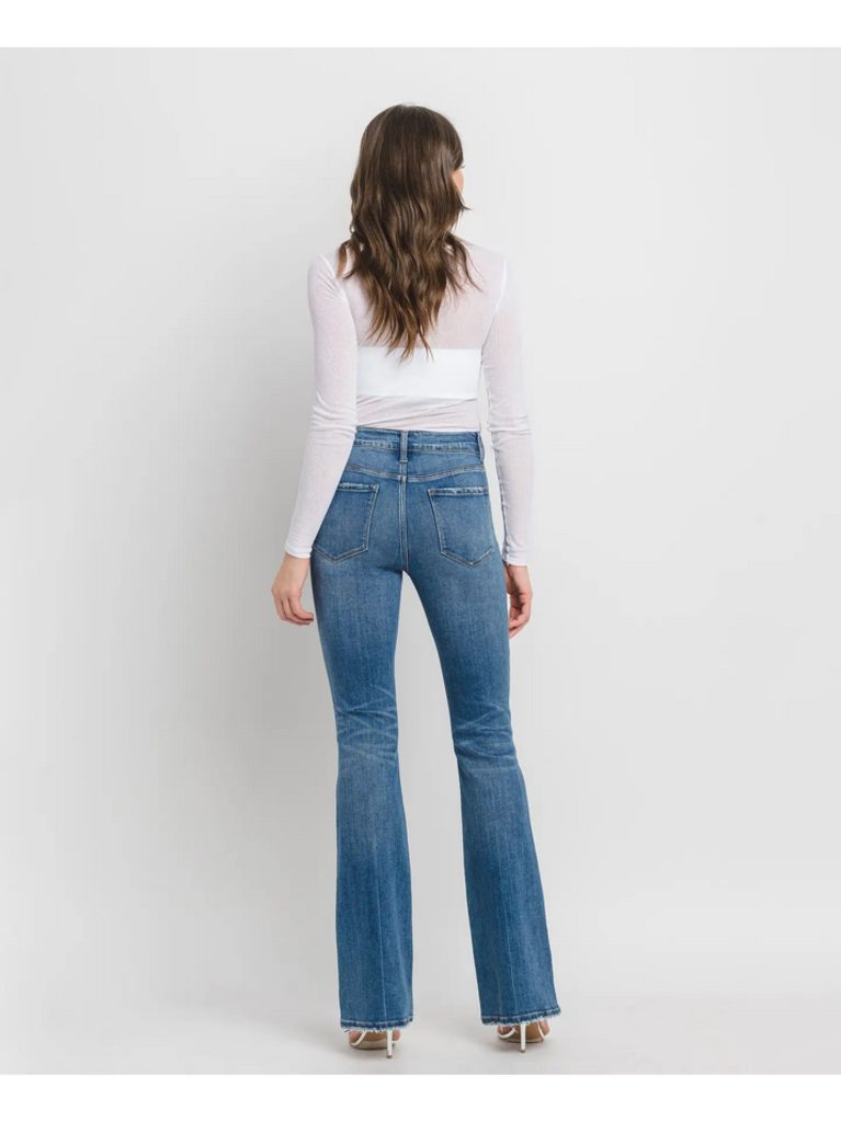 Flying Monkey High Rise Full Length Bootcut Jeans in Err-Free
