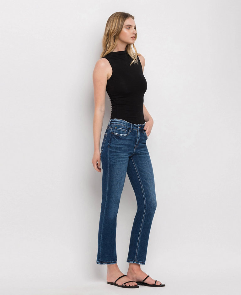 Flying Monkey Mid Rise Ankle Slim Straight Jeans in Wax Plant