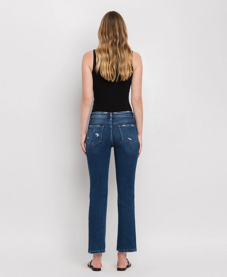 Flying Monkey Mid Rise Ankle Slim Straight Jeans in Wax Plant