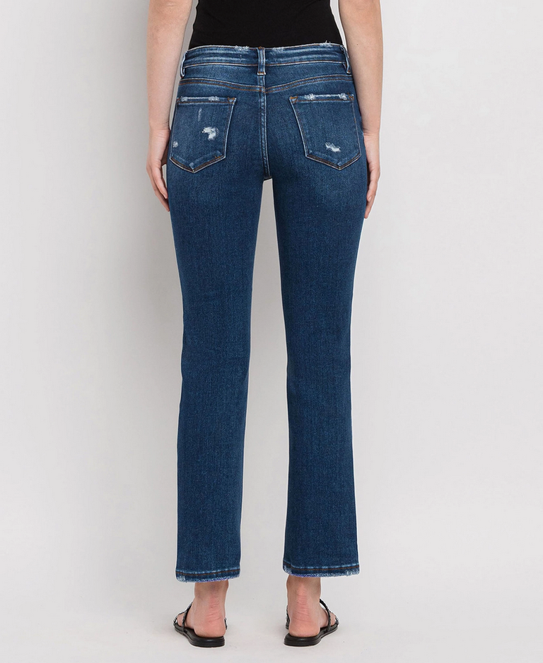 Flying Monkey Mid Rise Ankle Slim Straight Jeans in Wax Plant