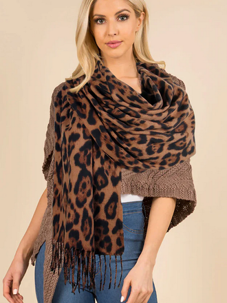 Blue Suede Leopard Print Oblong Scarf Blue Suede Leopard Print Oblong Scarf