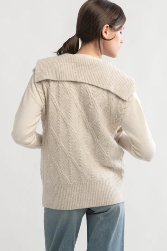 Look By M Cable Knit Open Front Vest