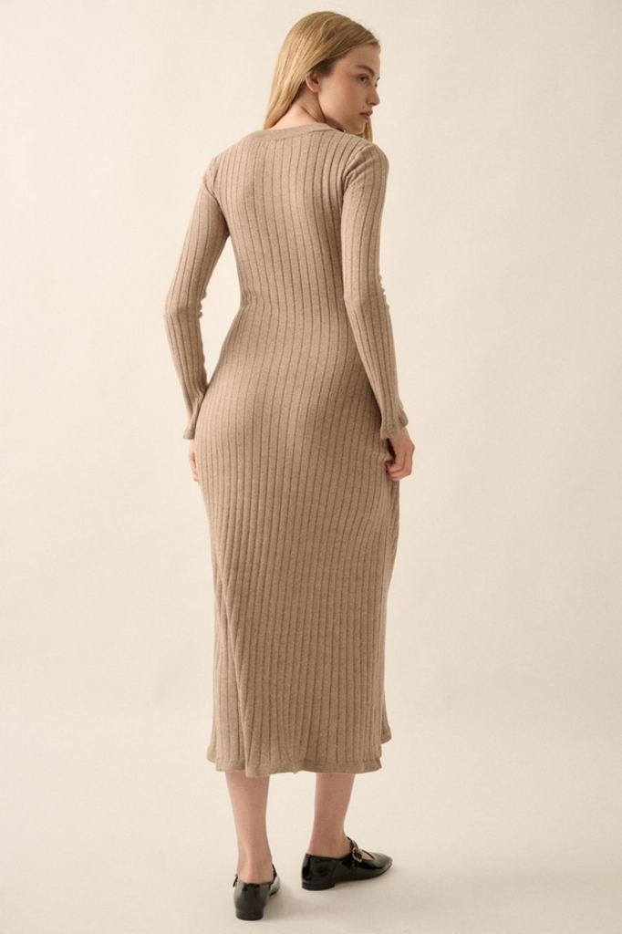 Cotton Sweater Dress in Mocha from Promesa J Marcel