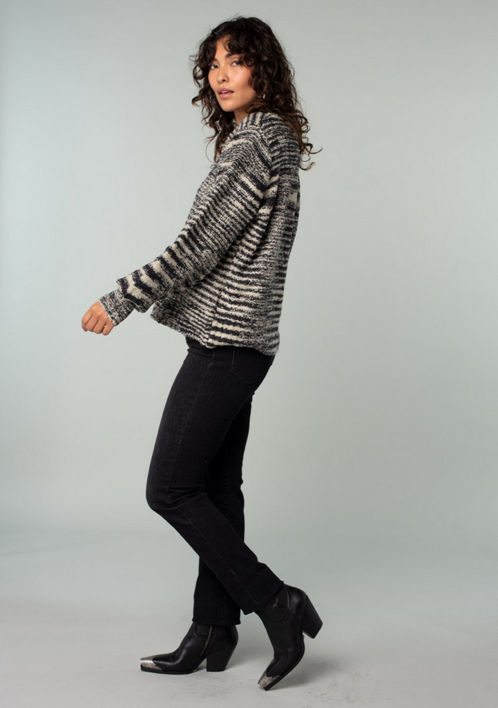 Love Stitch Space Dyed Animal Print Pullover Fall Sweater