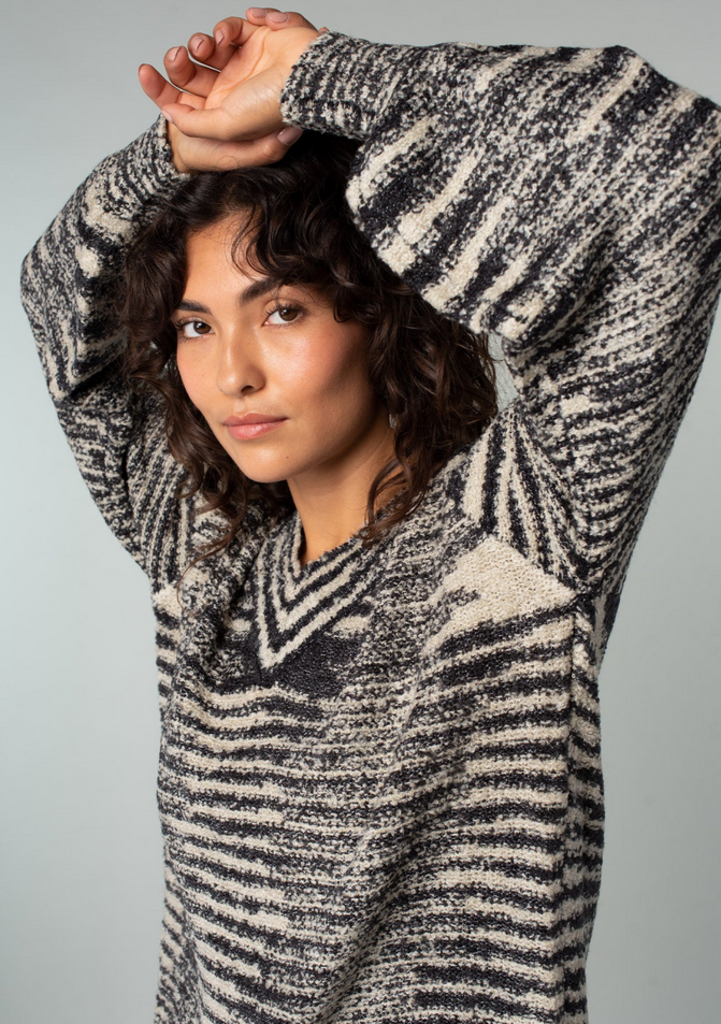 Love Stitch Space Dyed Animal Print Pullover Fall Sweater