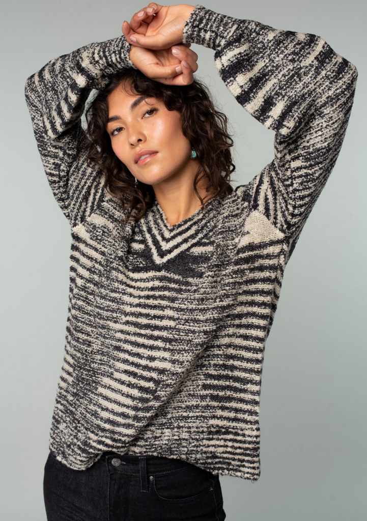 Love Stitch Space Dyed Animal Print Pullover Fall Sweater