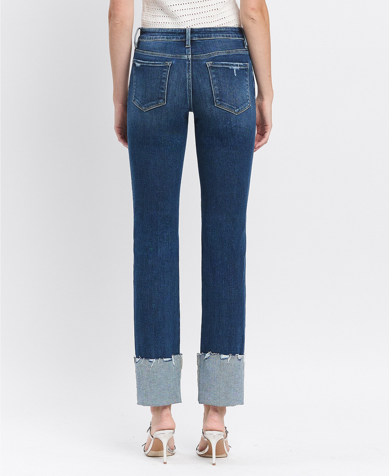 Lovervet by Flying Monkey Mid Rise Cuffed Slim Straight Jeans
