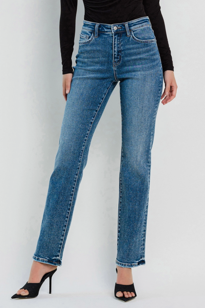 Flying Monkey High Rise Straight Jeans in Illuminate