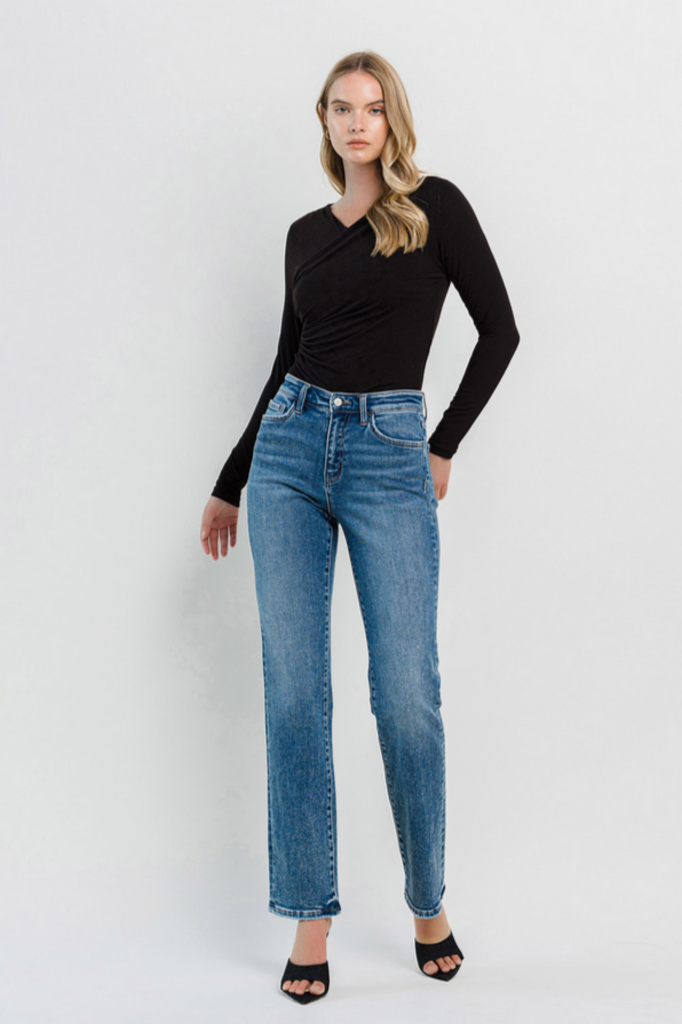 Flying Monkey High Rise Straight Jeans in Illuminate