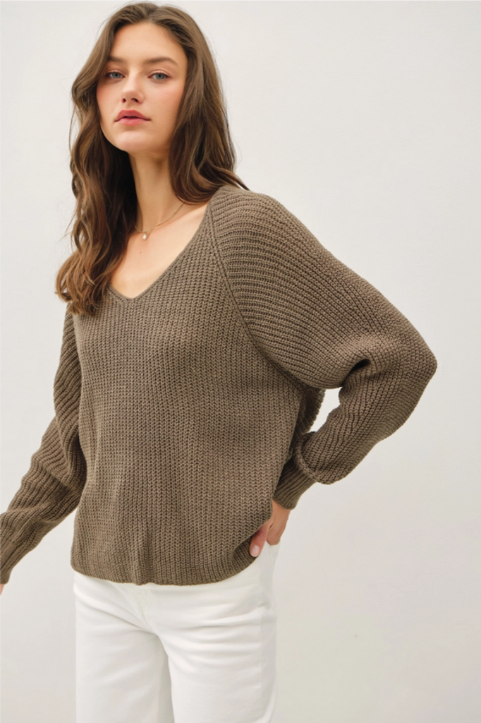 Be Cool Wide V-Neck Raglan Sweater