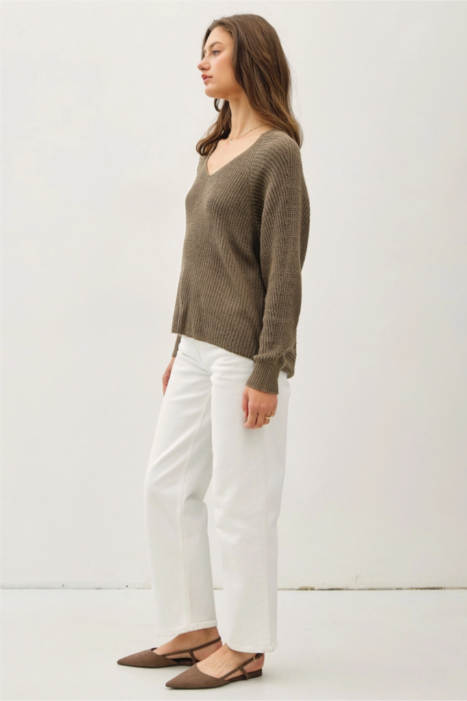 Be Cool Wide V-Neck Raglan Sweater