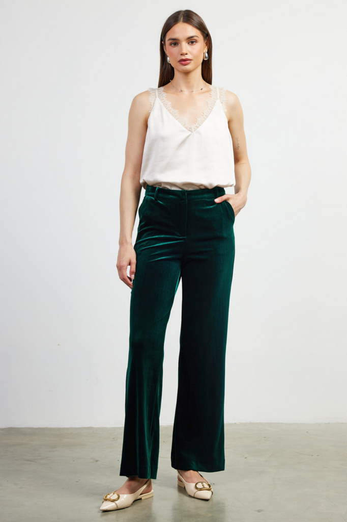 Skies Are Blue Velvet Straight Fit Pants