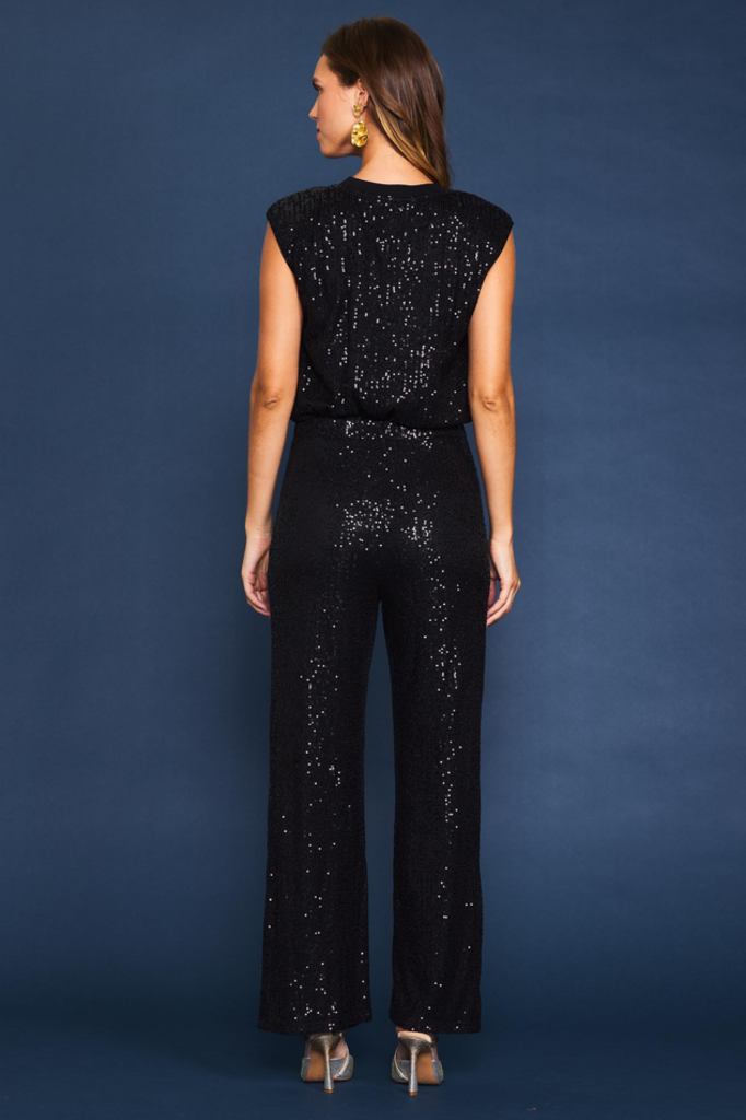 Skies Are Blue Sequin Semi Flared Pants