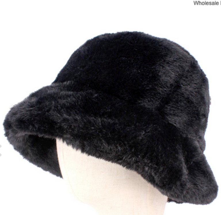 J Marcel Bucket Hat Faux Fur Black