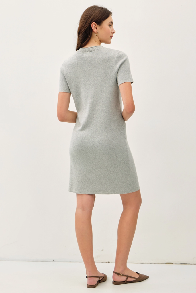 Be Cool Exposed Seam Short Sleeve Sweater Dress