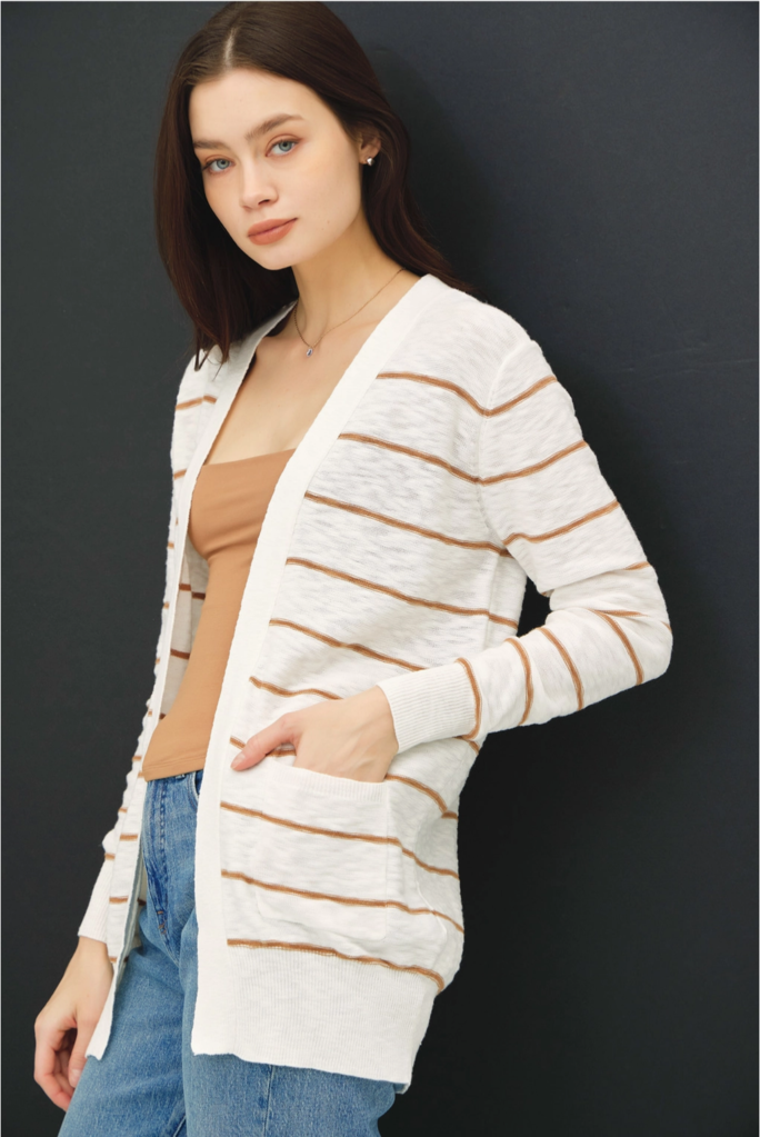 Be Cool Striped Cotton Slub Cardigan