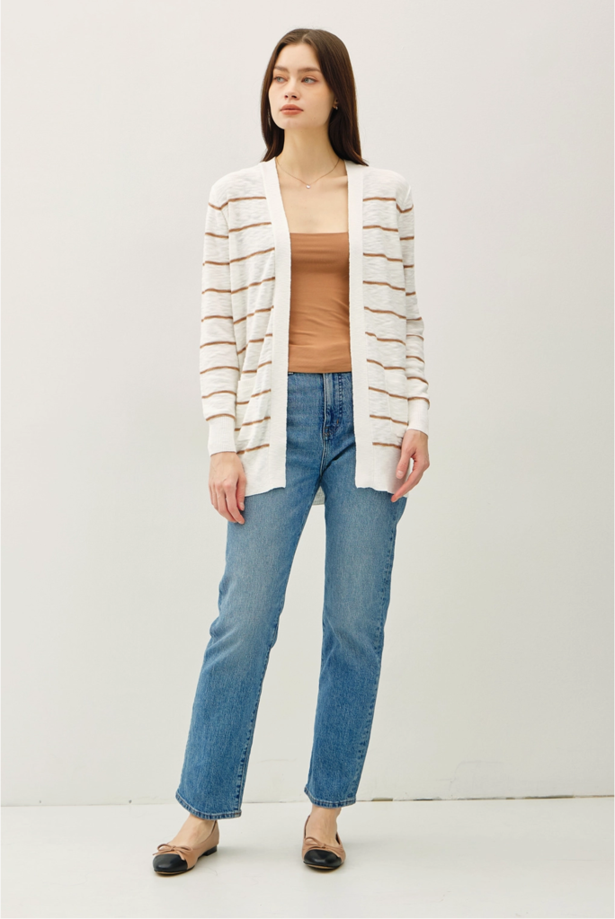 Be Cool Striped Cotton Slub Cardigan