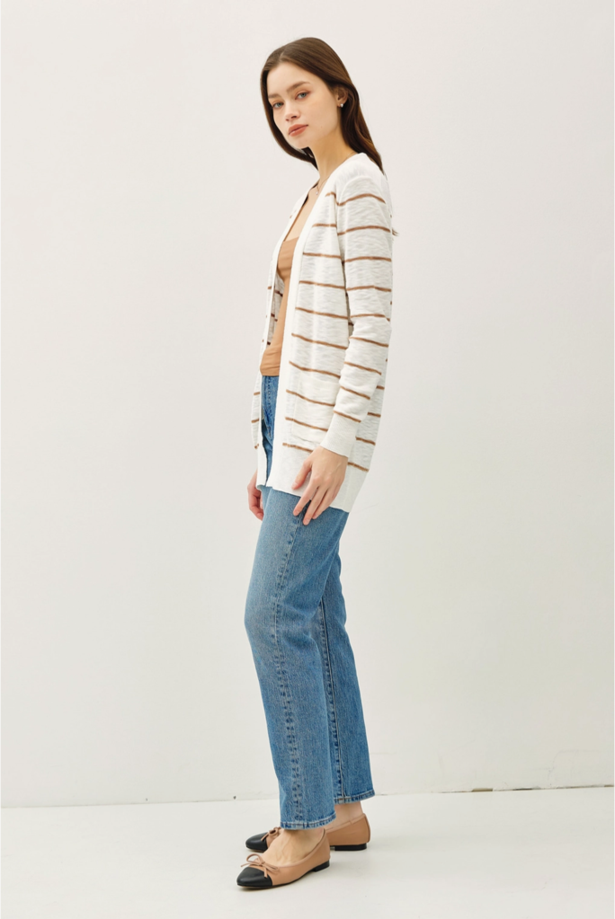 Be Cool Striped Cotton Slub Cardigan