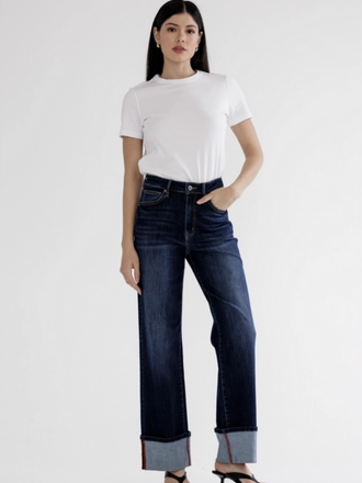 Mica Denim High Rise Wide Leg with Cuff Hem Mica Denim High Rise Wide Leg with Cuff Hem