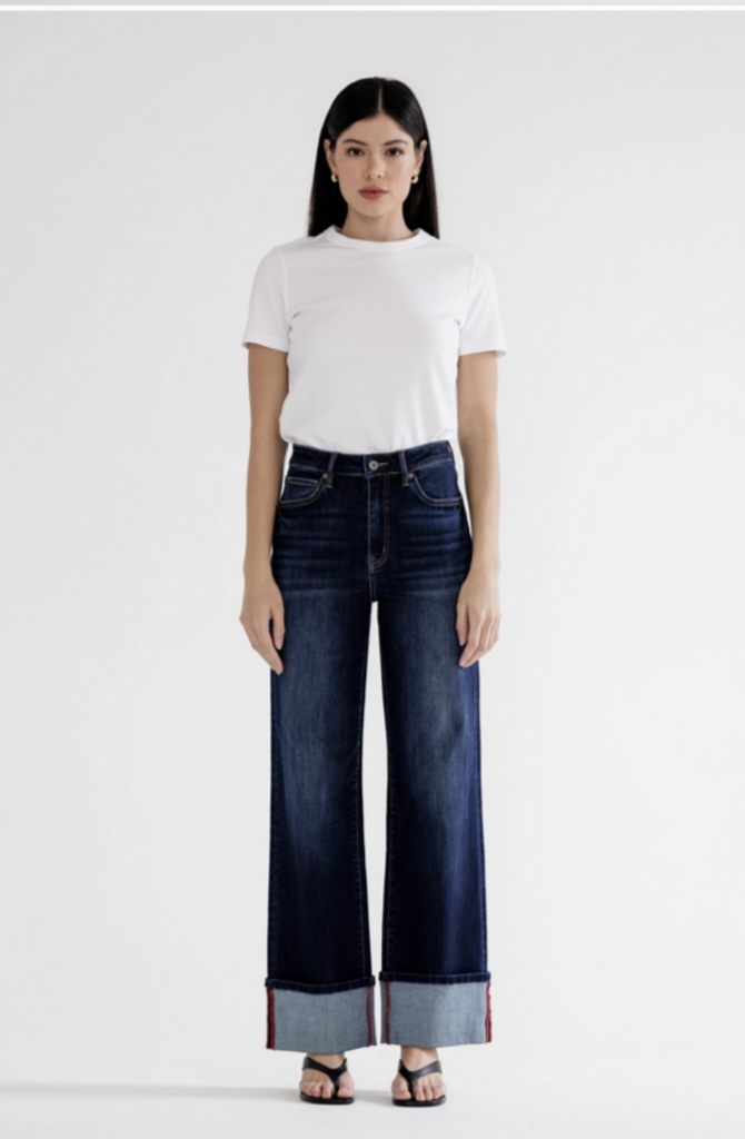 Mica Denim High Rise Wide Leg with Cuff Hem