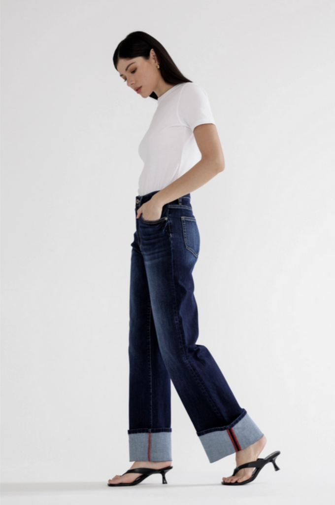 Mica Denim High Rise Wide Leg with Cuff Hem