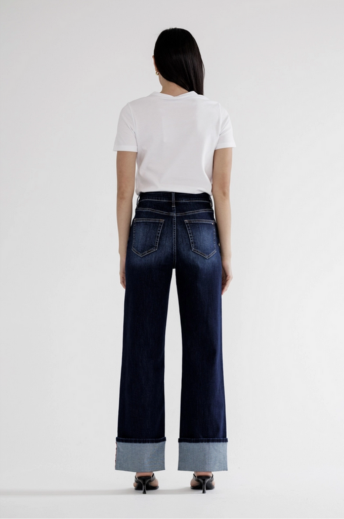 Mica Denim High Rise Wide Leg with Cuff Hem
