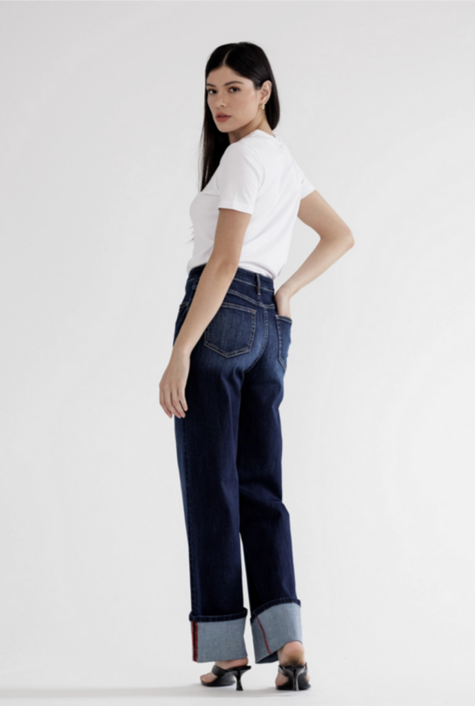 Mica Denim High Rise Wide Leg with Cuff Hem