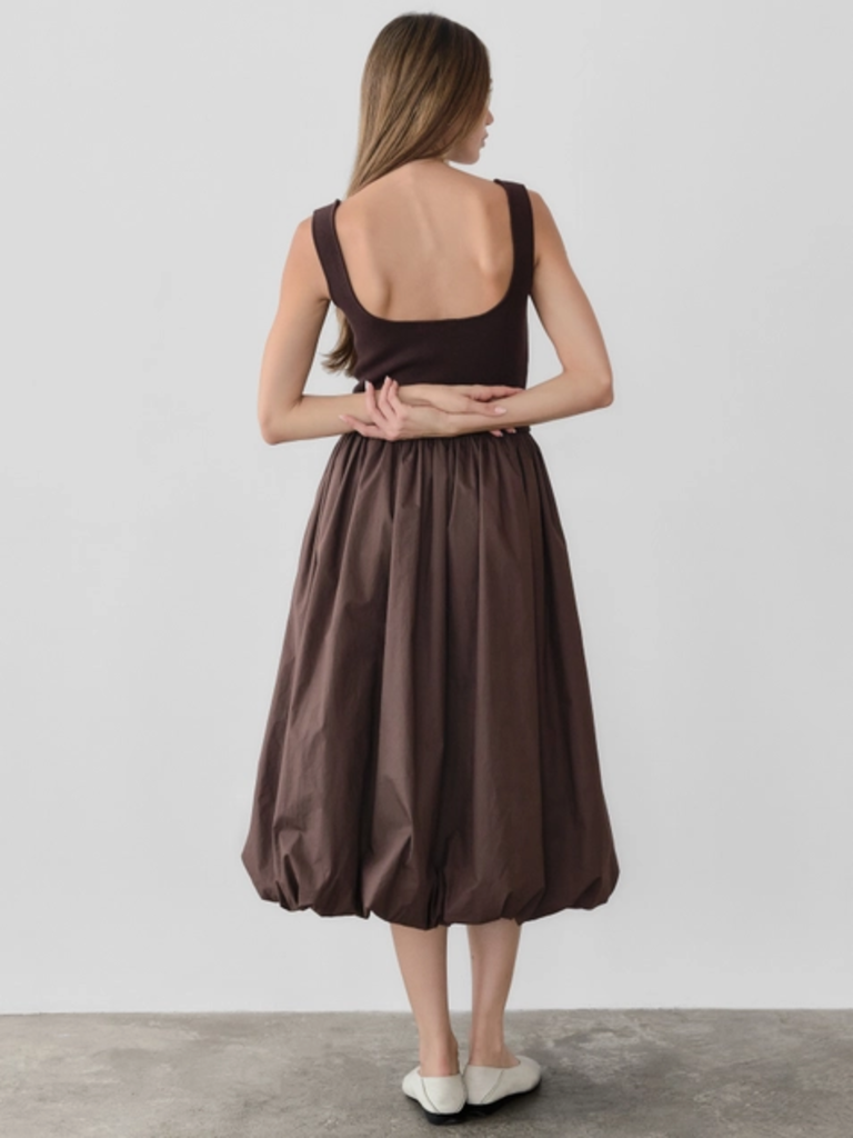 All Row The Bubble Dress with Knitted Top in Brown